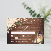 Carte RSVP Rustic Wood & Blush Rose Greenery (Debout devant)