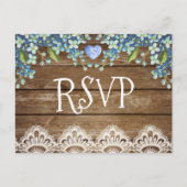 Carte RSVP Rustique Blue Hydrangea & dentelle (Devant)