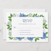 Carte RSVP Rustique Blue Hydrangeas Watercolor (Devant)