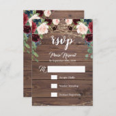 Carte RSVP Rustique Bois Bourgogne (Devant / Derrière)