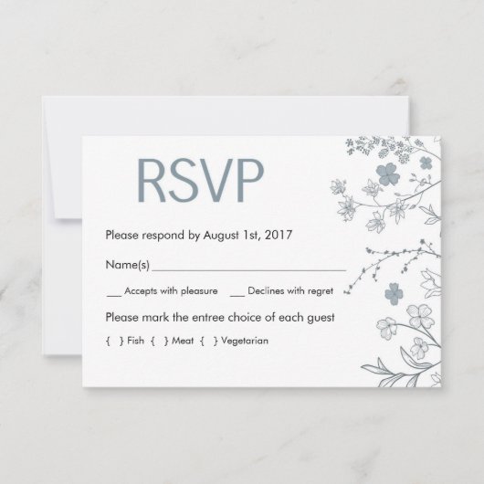 Carte RSVP Rustique Chalky Blue & White Floral (Devant)