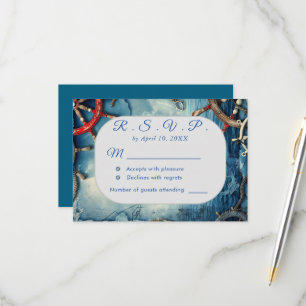 Carte RSVP Rustique Chic Nautique Mariage