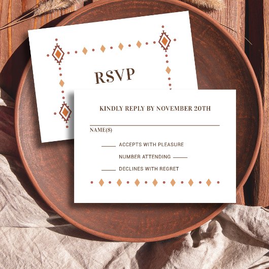 Carte RSVP Rustique de mariage occidental