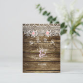 Carte RSVP rustique en bois et dentelle (Debout devant)