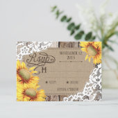 Carte RSVP rustique en dentelle de tournesol de pa (Debout devant)