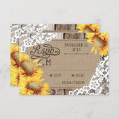 Carte RSVP rustique en dentelle de tournesol de pa (Devant / Derrière)