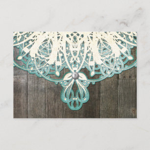 Carte RSVP rustique en dentelle et bois de ce pays