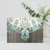 Carte RSVP rustique en dentelle et bois de ce pays (Debout devant)