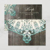 Carte RSVP rustique en dentelle et bois de ce pays (Devant / Derrière)