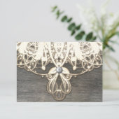 Carte RSVP rustique en dentelle et bois de ce pays (Debout devant)