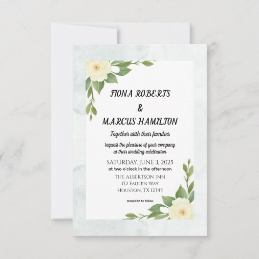 Carte RSVP Rustique Florale et Minimaliste (Devant)