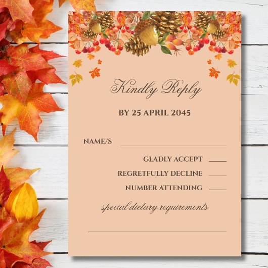 Carte RSVP Rustique Mariage de automne Automne