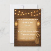 Carte RSVP Rustique Mason Jar & String Lumières Ma