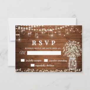Carte RSVP Rustique pour bébé Mason du souffle Jar