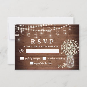 Carte RSVP Rustique pour bébé Mason du souffle Jar