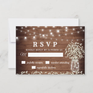 Carte RSVP Rustique pour bébé Mason du souffle Jar