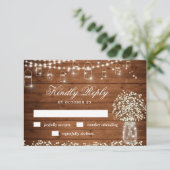 Carte RSVP Rustique pour bébé Mason du souffle Jar (Debout devant)