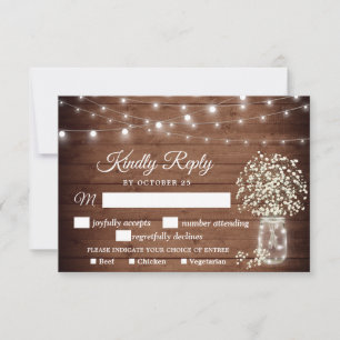 Carte RSVP rustique pour le souffle du bébé avec c