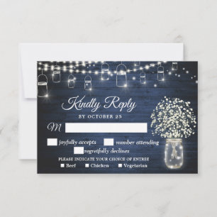 Carte RSVP rustique pour le souffle du bébé avec c