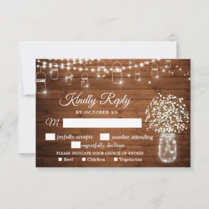 Carte RSVP rustique pour le souffle du bébé avec c