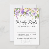 Carte RSVP Rustique violet et blanc, options de re (Devant)
