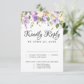 Carte RSVP Rustique violet et blanc, options de re (Debout devant)