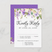 Carte RSVP Rustique violet et blanc, options de re (Devant / Derrière)