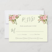 Carte RSVP Sage Green & Blush Floral Wedding (Devant)
