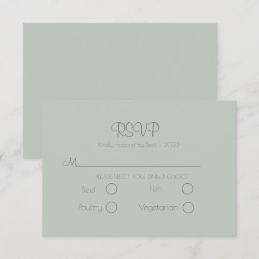 Carte RSVP Sage Green Elegant Wedding (Devant / Derrière)