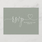 Carte RSVP Sage Green Heart Script Demande de Chan (Devant)