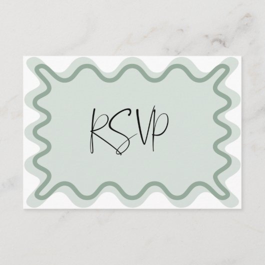 Carte RSVP Sage Green Wavy Border (Dos)