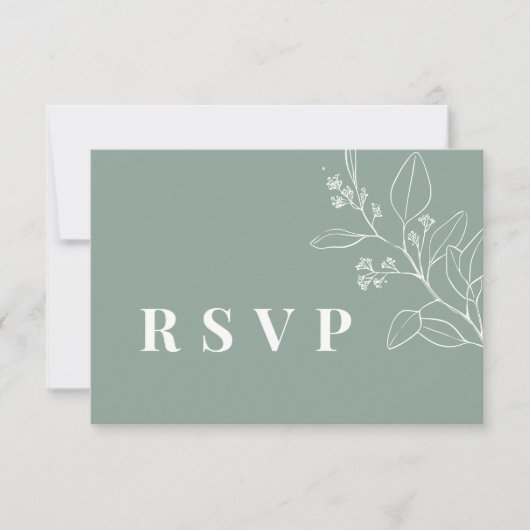 Carte RSVP Sage Wedding avec code QR (Devant)