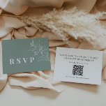 Carte RSVP Sage Wedding avec code QR<br><div class="desc">La carte de réponse de code QR de mariage RSVP est caractérisée par le style boho, l'art floral et la couleur verte sage, avec un mélange de différents styles de police, souvent dans des tailles différentes, pour créer un look unique et éclectique qui rend l'esthétique naturelle de cette invitation. Imprimés...</div>