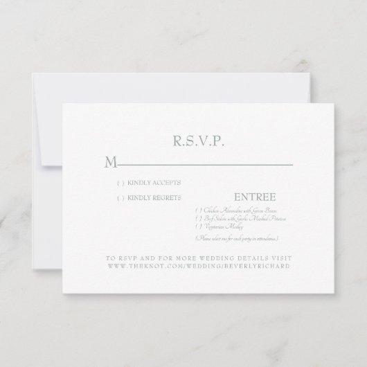 Carte RSVP Sage & White Wedding simple (Devant)