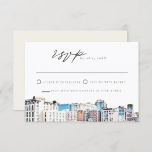 Carte RSVP SAN DIEGO Watercolor Skyline Destinatio