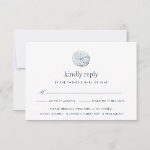 Carte RSVP Sand Dollar avec choix de repas