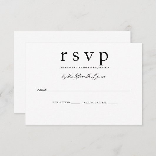 Carte RSVP SideBar (Devant / Derrière)