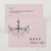 Carte RSVP Silver & Blush Chandelier (Devant / Derrière)