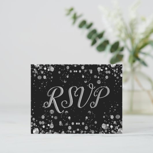 Carte RSVP Silver Confetti (Debout devant)
