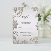 Carte RSVP Silver Gold Floral (Debout devant)