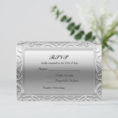 Carte RSVP Silver Shiny Elegant Glamor Wedding (Debout devant)