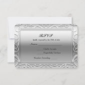 Carte RSVP Silver Shiny Elegant Glamor Wedding (Devant)