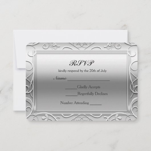 Carte RSVP Silver Shiny Elegant Glamor Wedding (Devant)