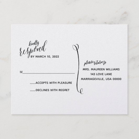 Carte RSVP simple à main (Devant)