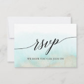 Carte RSVP simple Aqua et Gold Beach (Devant)