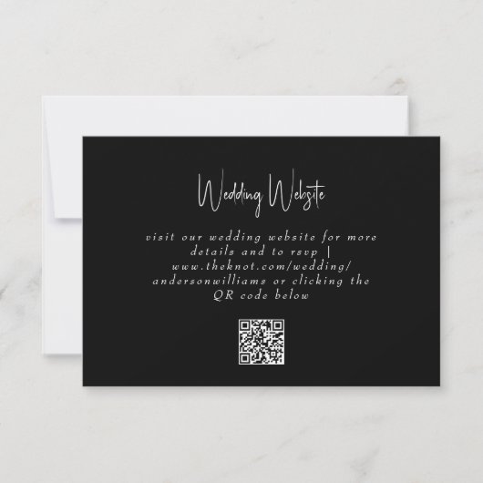 Carte RSVP simple B/W Mariage QR Code Site Web (Devant)