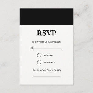Carte RSVP simple bande noire