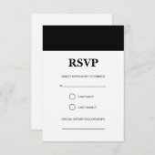 Carte RSVP simple bande noire (Devant / Derrière)