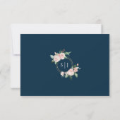 Carte RSVP simple Blush Floral Navy Mariage (Dos)