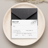 Carte RSVP simple Botanique Noir blanc choix de re